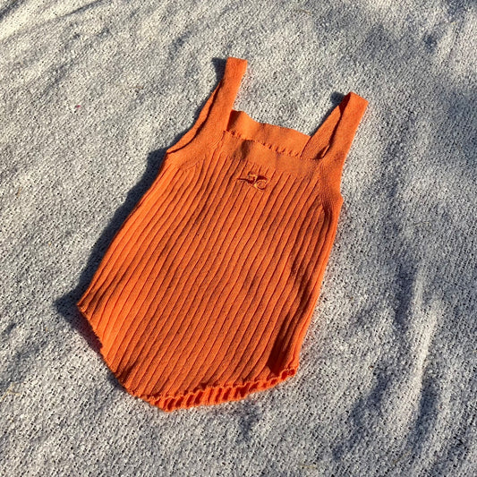 Courrèges Orange Ribbed Knit Tank Top (100 cm)